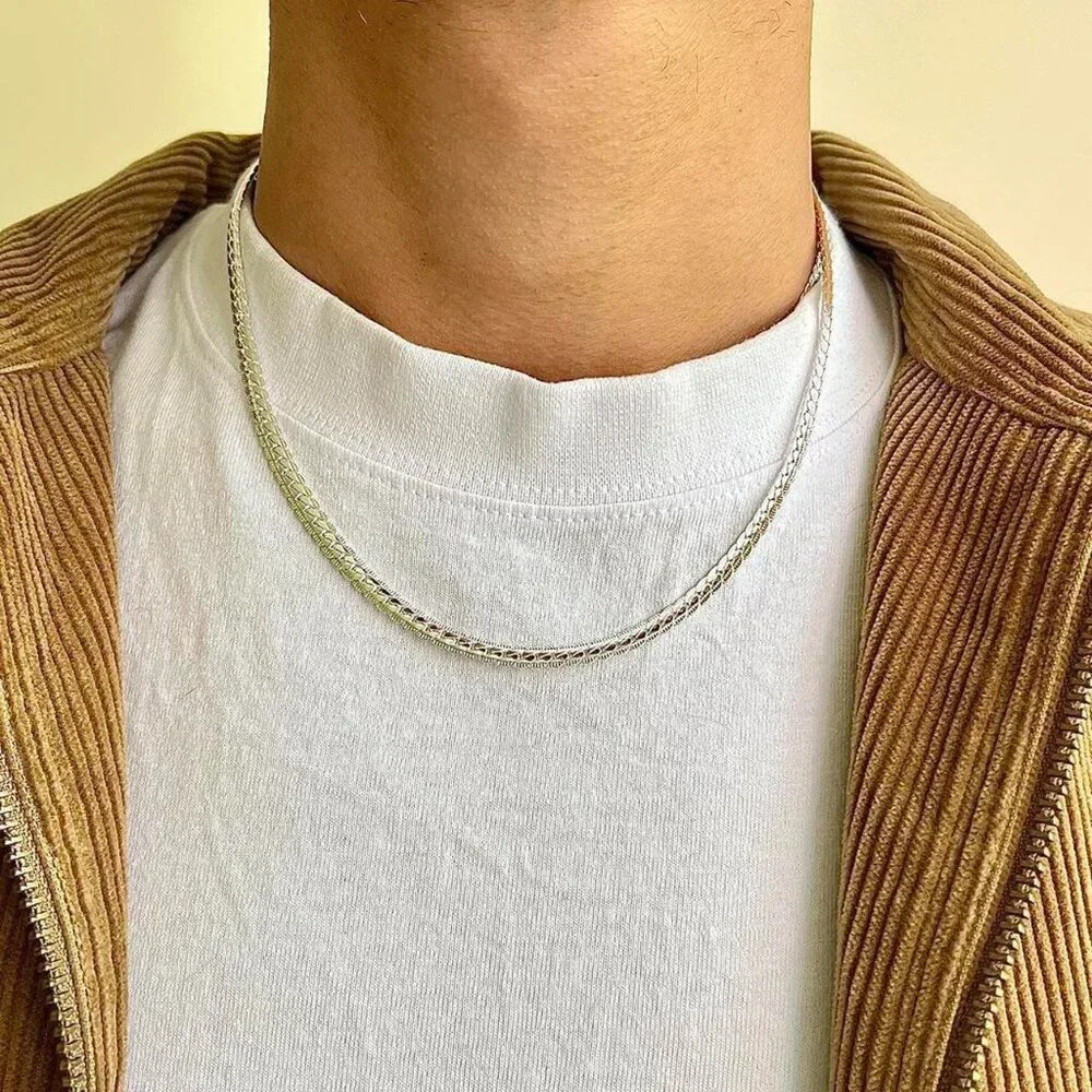 y2k 2000s vintage style silver cuban link chain necklace